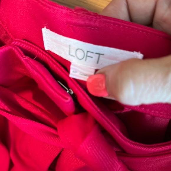 LOFT Pink Cropped Ankle Pants with Tie Waist - Picture 3 of 5